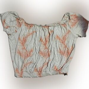 Forever 21 White and Orange Off-Shoulder Top